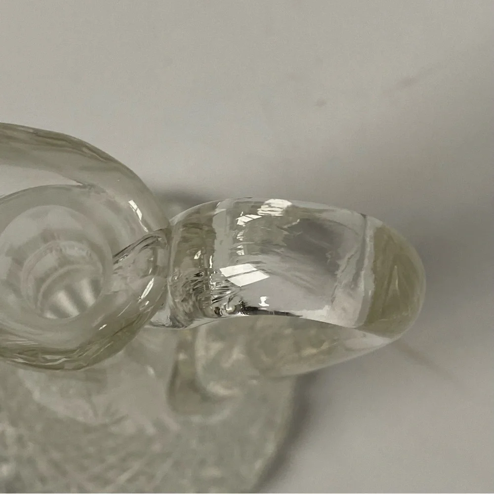 Cut Glass Crystal Vase Or Cruet Facet No Stopper Vintage 7” Clear 4” wide